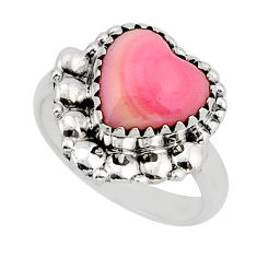 925 silver 4.86cts solitaire natural pink queen pearl heart ring size 6.5 y71845