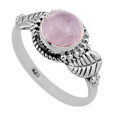 925 silver 2.35cts solitaire natural pink rose quartz leaf ring size 6.5 n47465