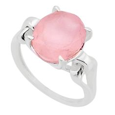 925 silver 5.11cts solitaire natural pink rose quartz oval ring size 7 y78951