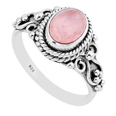 925 silver 1.92cts solitaire natural pink rose quartz oval ring size 7.5 y63023