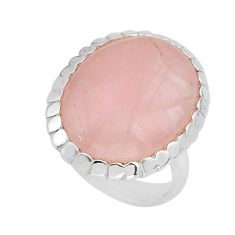 925 silver 13.36cts solitaire natural pink rose quartz oval ring size 6.5 y66638