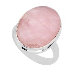925 silver 14.88cts solitaire natural pink rose quartz oval ring size 9.5 y66640