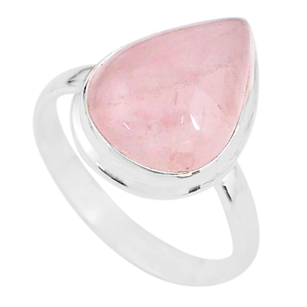 925 silver 14.12cts solitaire natural pink rose quartz pear ring size 12 t18003