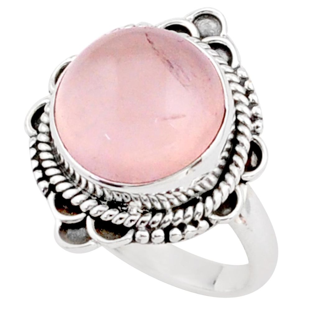 925 silver 6.31cts solitaire natural pink rose quartz ring jewelry size 7 t81549