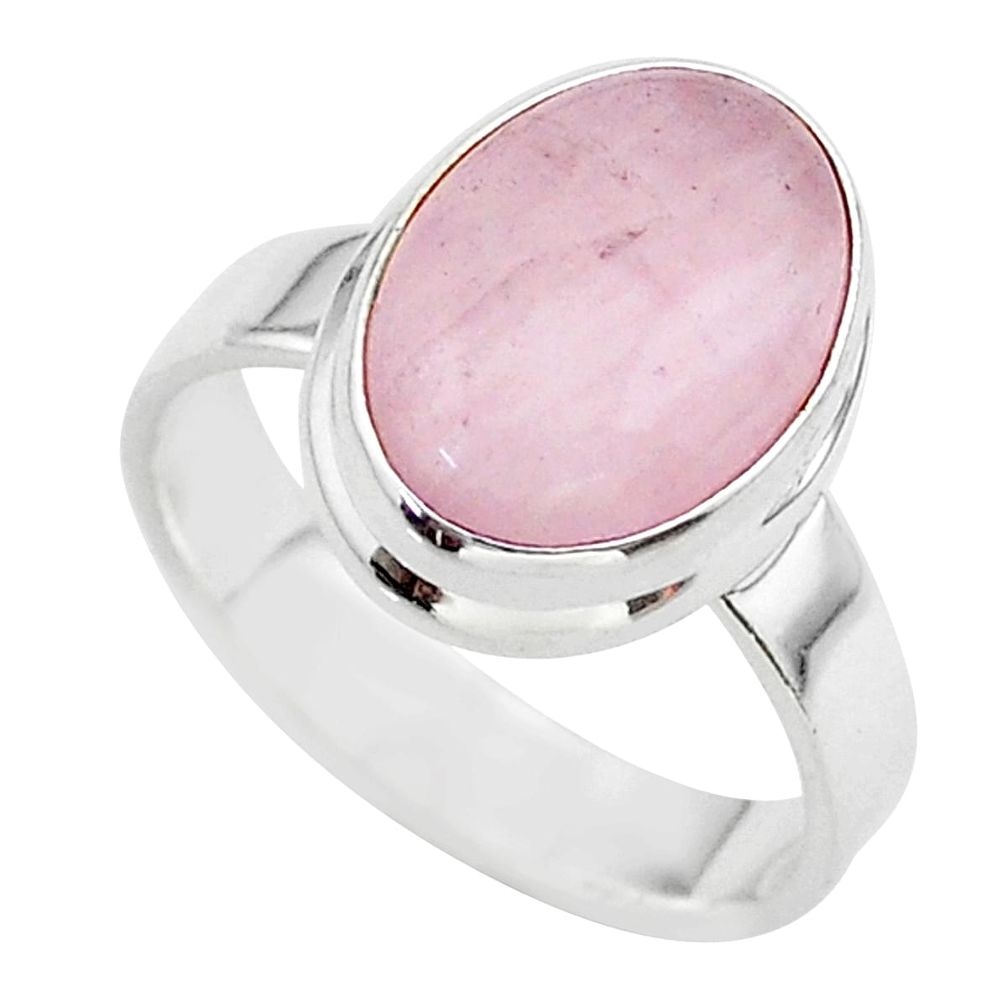 925 silver 6.31cts solitaire natural pink rose quartz ring jewelry size 8 t39258