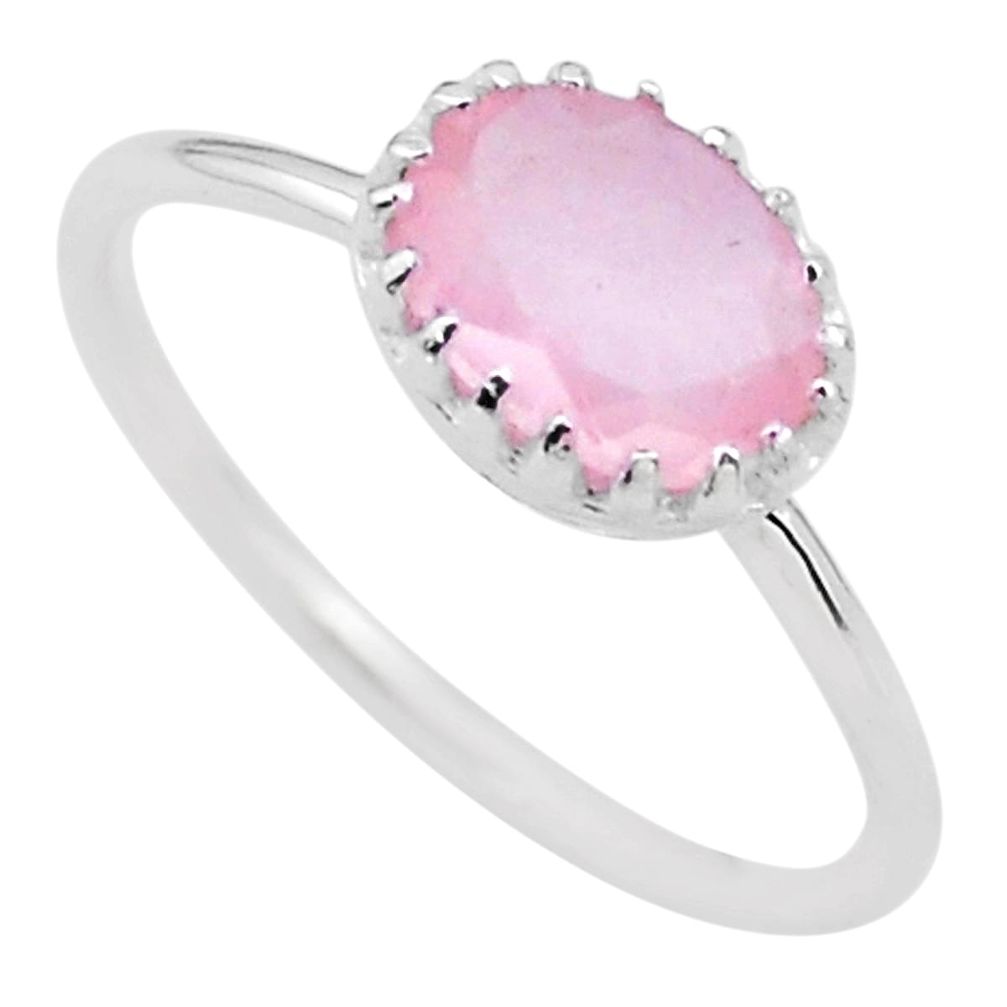 925 silver 2.05cts solitaire natural pink rose quartz ring size 7 t22298