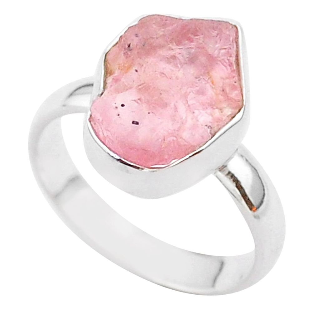 925 silver 5.06cts solitaire natural pink rose quartz raw ring size 7 t33515