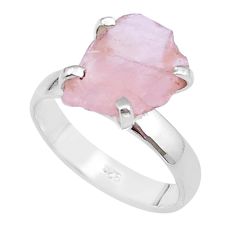 925 silver 5.20cts solitaire natural pink rose quartz rough ring size 7 u37935