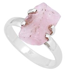 925 silver 6.02cts solitaire natural pink rose quartz rough ring size 9 u37931