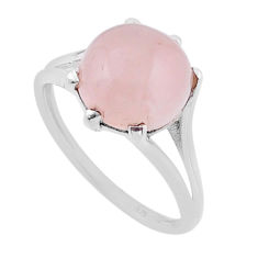 925 silver 6.43cts solitaire natural pink rose quartz round ring size 9 n50786