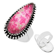 925 silver 21.73cts solitaire natural pink thulite adjustable ring size 8 y27676