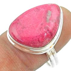 Thulite Ring - 925 silver 13.09cts solitaire natural pink thulite fancy ring size 9 t54099