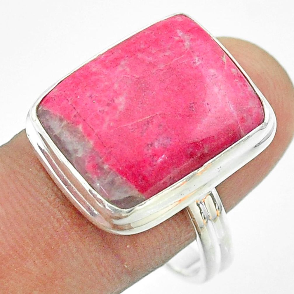 Thulite Ring - 925 silver 15.85cts solitaire natural pink thulite octagan ring size 10 t54107