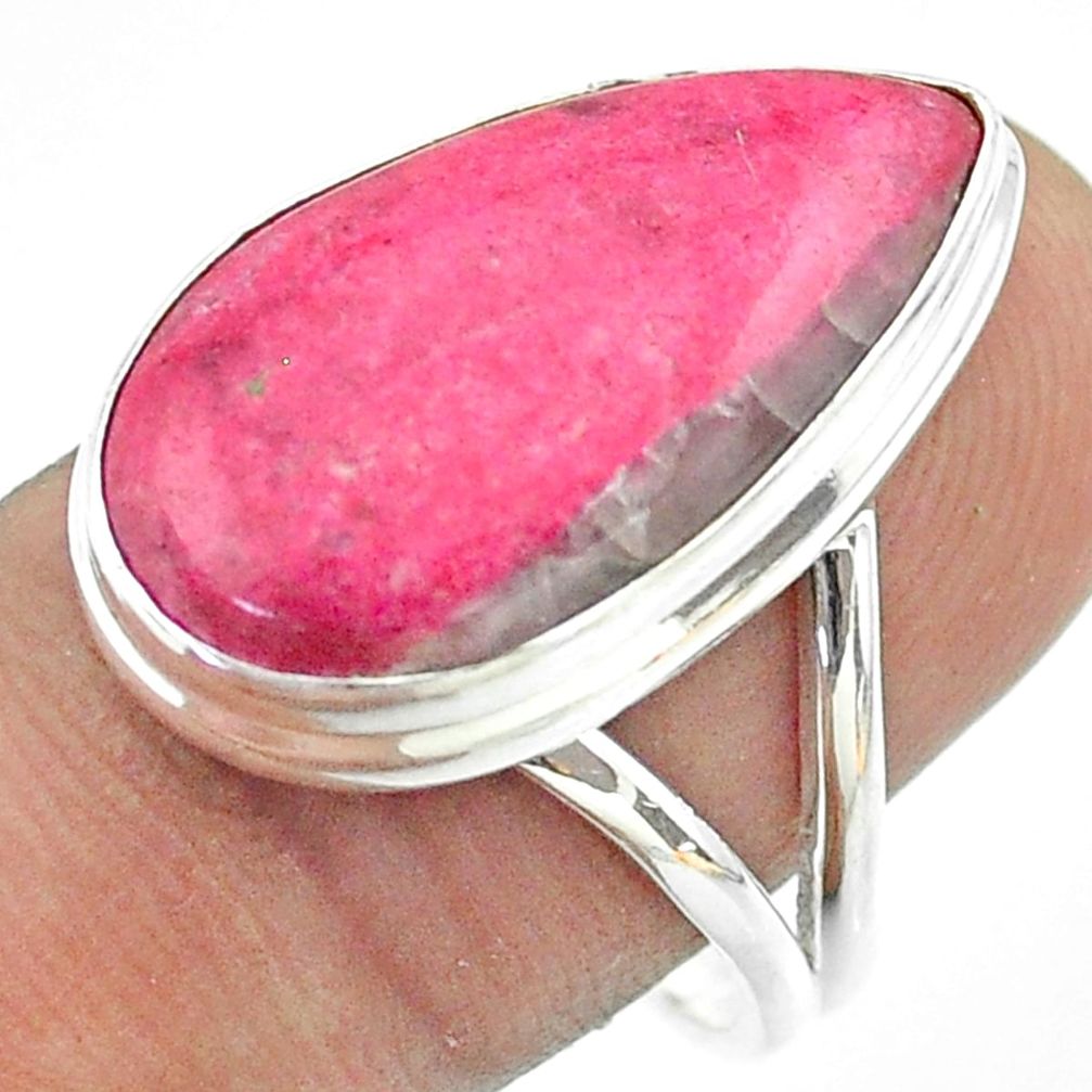 Thulite Ring - 925 silver 15.34cts solitaire natural pink thulite pear shape ring size 9 t54112
