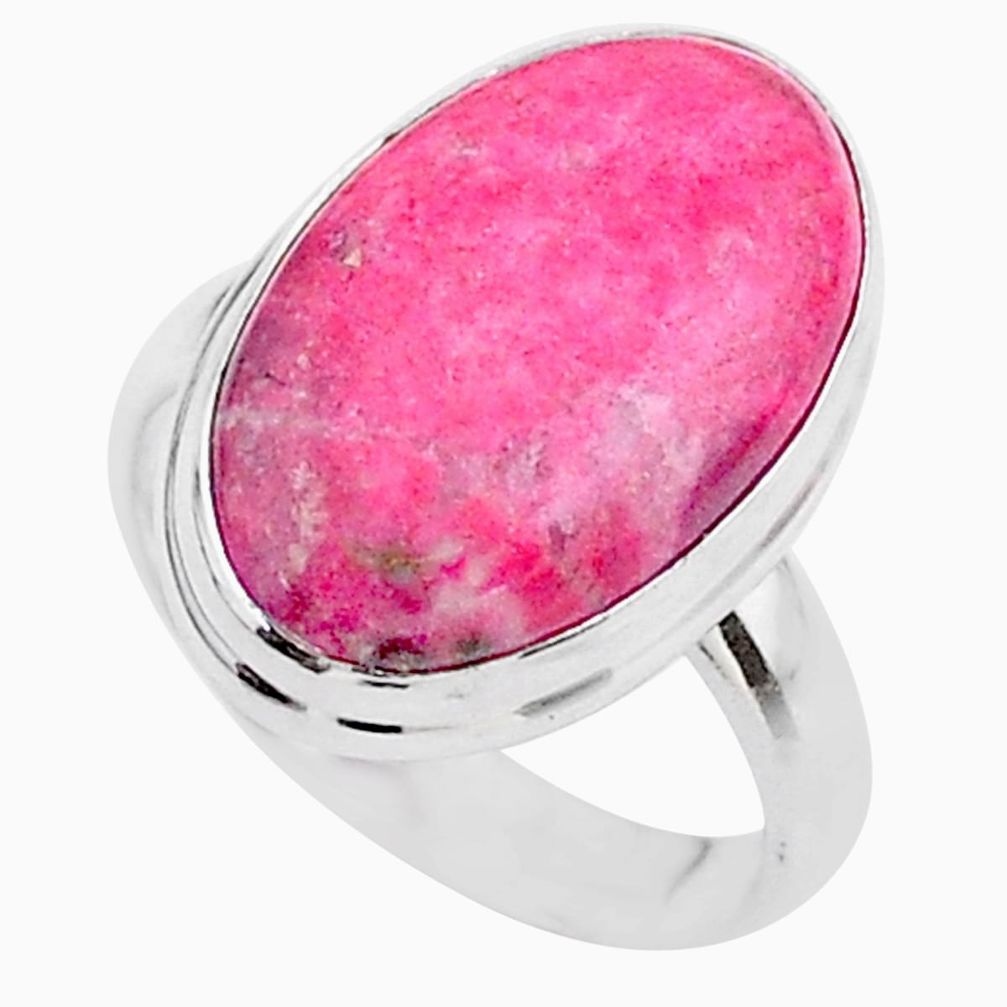 925 silver 10.24cts solitaire natural pink thulite ring jewelry size 7 t27754