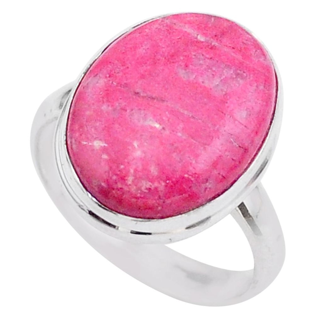 925 silver 14.05cts solitaire natural pink thulite ring jewelry size 9 t27789