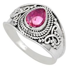 925 silver 1.72cts solitaire natural pink tourmaline fancy ring size 8.5 t90231