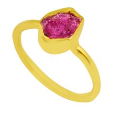 925 silver 2.48cts solitaire natural pink tourmaline gold ring size 6.5 y36669