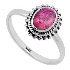 925 silver 1.46cts solitaire natural pink tourmaline oval ring size 5.5 n46173