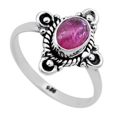 925 silver 1.47cts solitaire natural pink tourmaline oval ring size 6 n46166