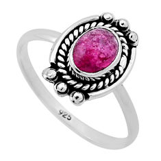 925 silver 1.57cts solitaire natural pink tourmaline oval ring size 8 n46069