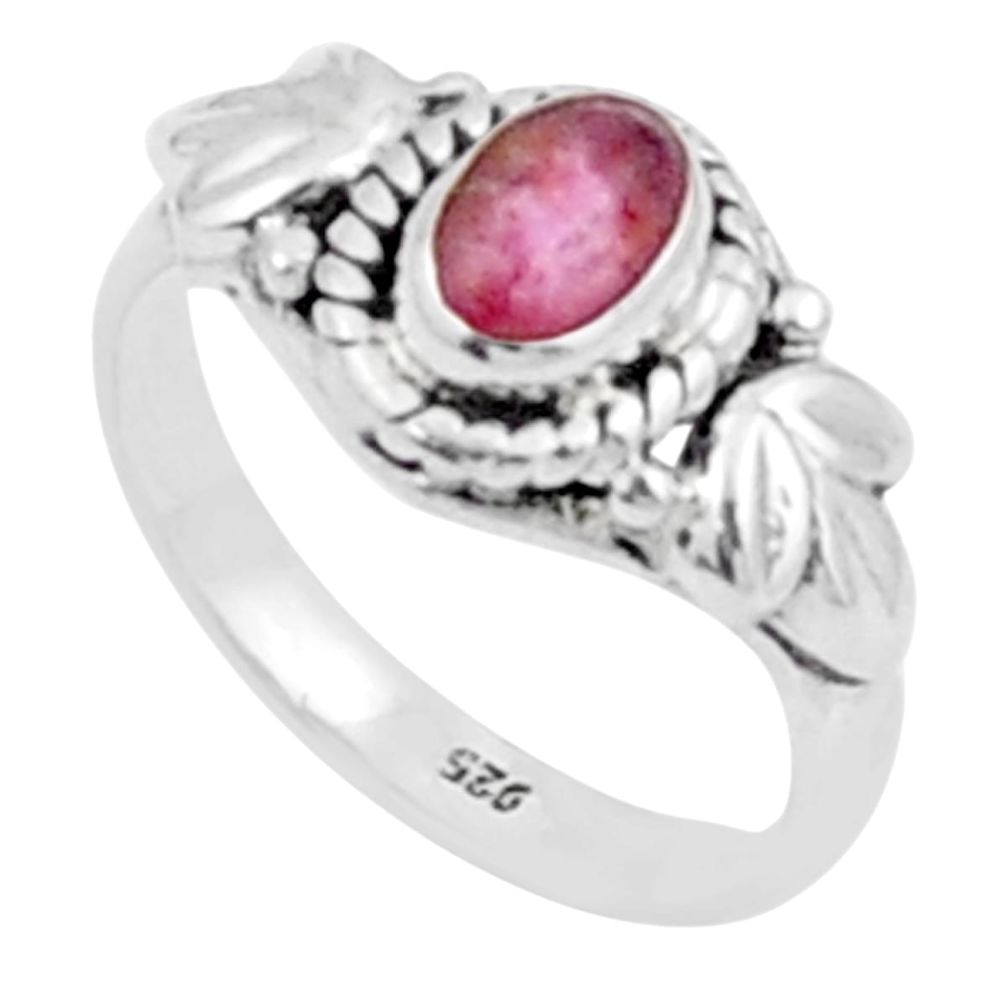 925 silver 0.93cts solitaire natural pink tourmaline oval ring size 8 u19596