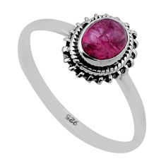 925 silver 1.45cts solitaire natural pink tourmaline oval ring size 9 n48172