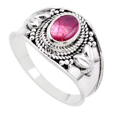 925 silver 1.57cts solitaire natural pink tourmaline oval ring size 7.5 t63085