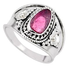 925 silver 1.74cts solitaire natural pink tourmaline ring size 7.5 t95817