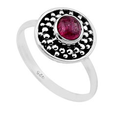 925 silver 0.51cts solitaire natural pink tourmaline round ring size 7 n48176