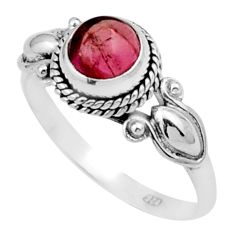 925 silver 1.05cts solitaire natural pink tourmaline round ring size 7.5 u15438