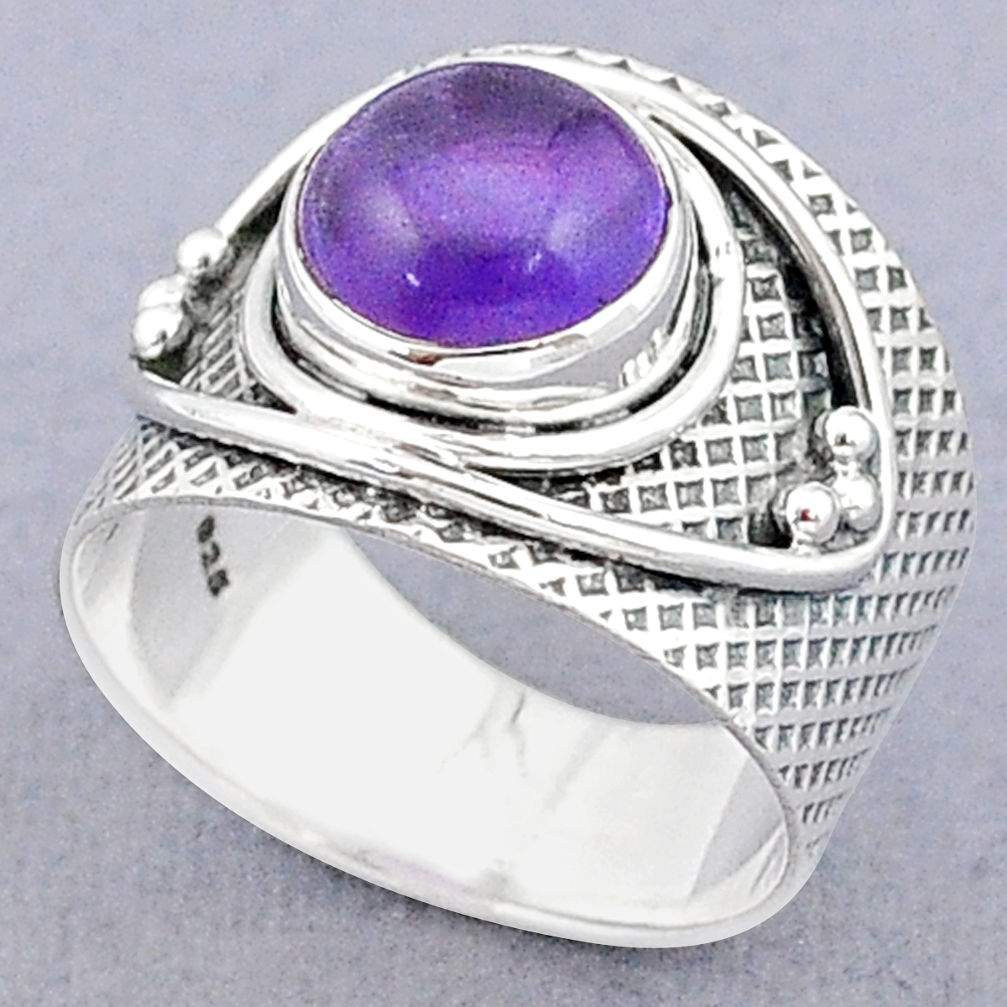 Clearance Sale- 925 silver 5.01cts solitaire natural purple amethyst band ring size 7.5 u29517