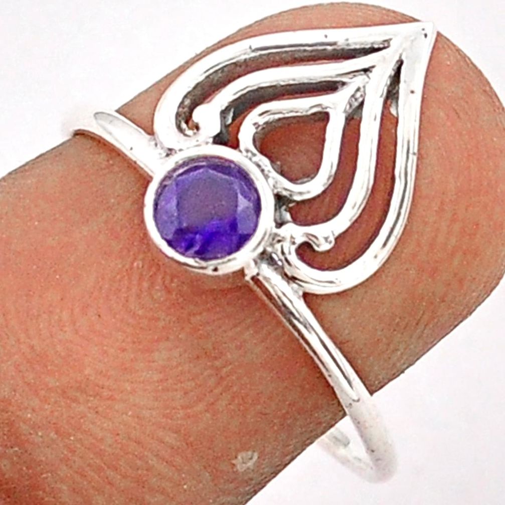 925 silver 0.37cts solitaire natural purple amethyst heart ring size 7.5 t84008