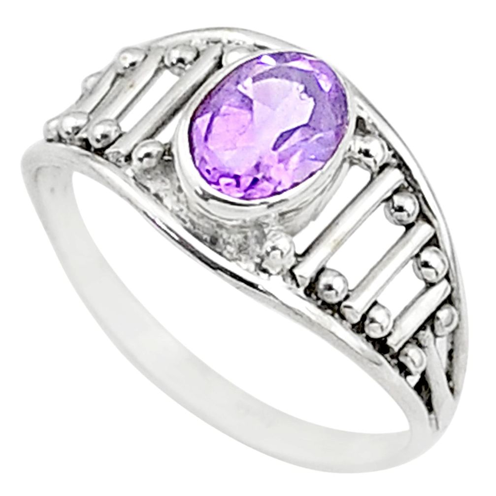 1.56cts natural cut amethyst oval graduation handmade ring size 6 t9453