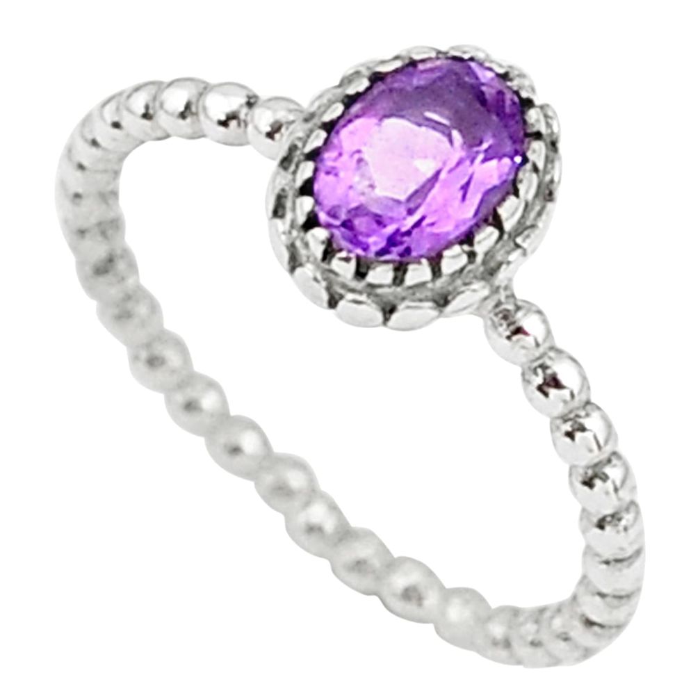 925 silver 1.53cts solitaire natural purple amethyst oval ring size 7 t34873