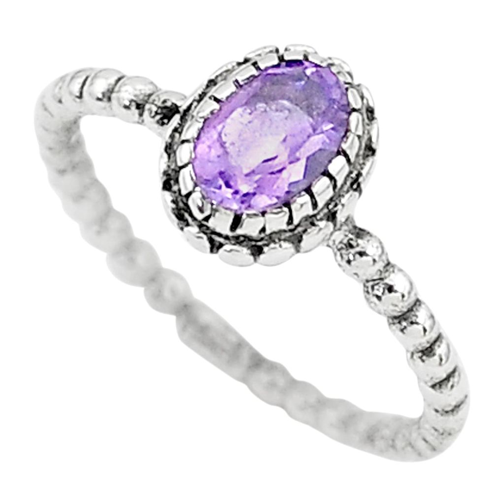 925 silver 1.44cts solitaire natural purple amethyst oval ring size 8 t6344