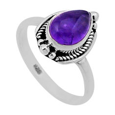 925 silver 2.11cts solitaire natural purple amethyst pear ring size 5.5 n47793