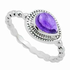 Clearance Sale- 925 silver 2.01cts solitaire natural purple amethyst pear ring size 9.5 u37071