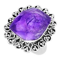 925 silver 16.46cts solitaire natural purple amethyst rough ring size 6.5 y6614