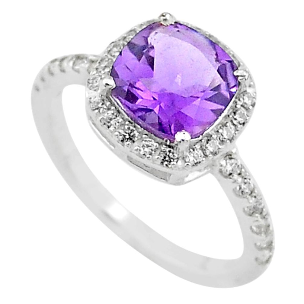 925 silver 5.43cts solitaire natural purple amethyst topaz ring size 8 t12609
