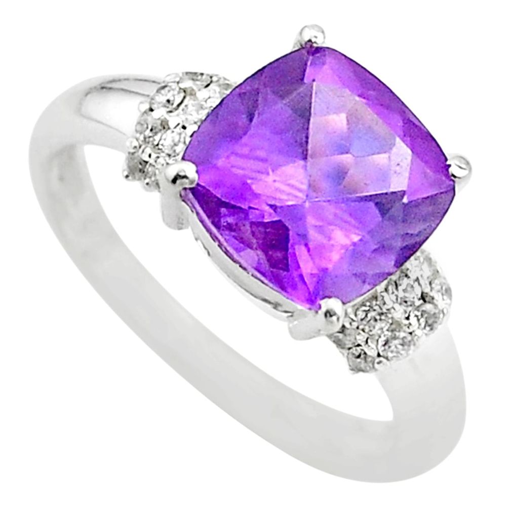 925 silver 5.79cts solitaire natural purple amethyst topaz ring size 9 t43184