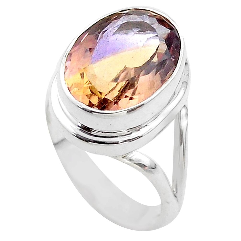 925 silver 9.44cts solitaire natural purple ametrine oval ring size 7.5 t45086