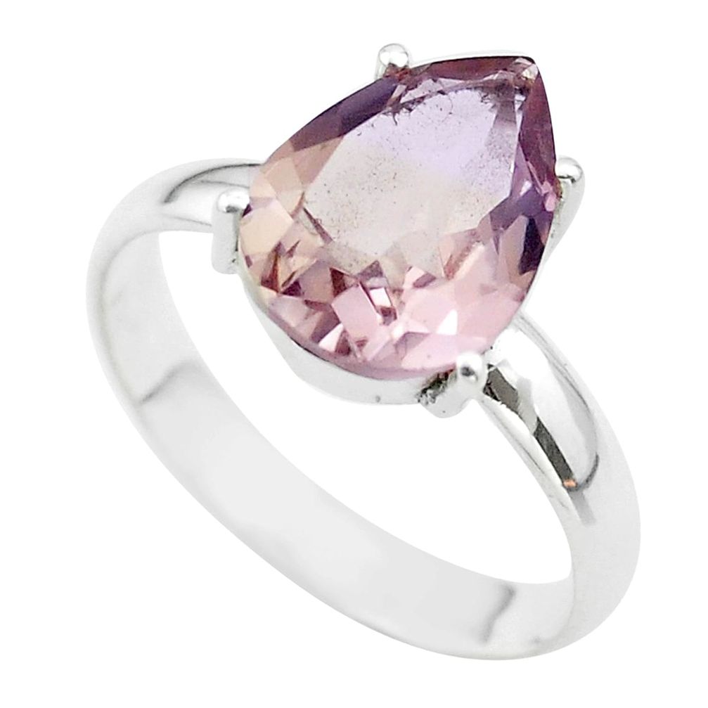925 silver 6.47cts solitaire natural purple ametrine pear ring size 11 t50296
