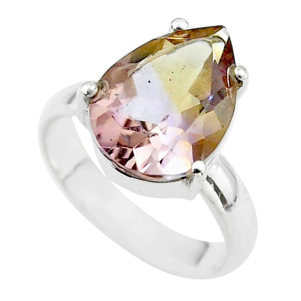 925 silver 6.03cts solitaire natural purple ametrine pear ring size 6 t50235