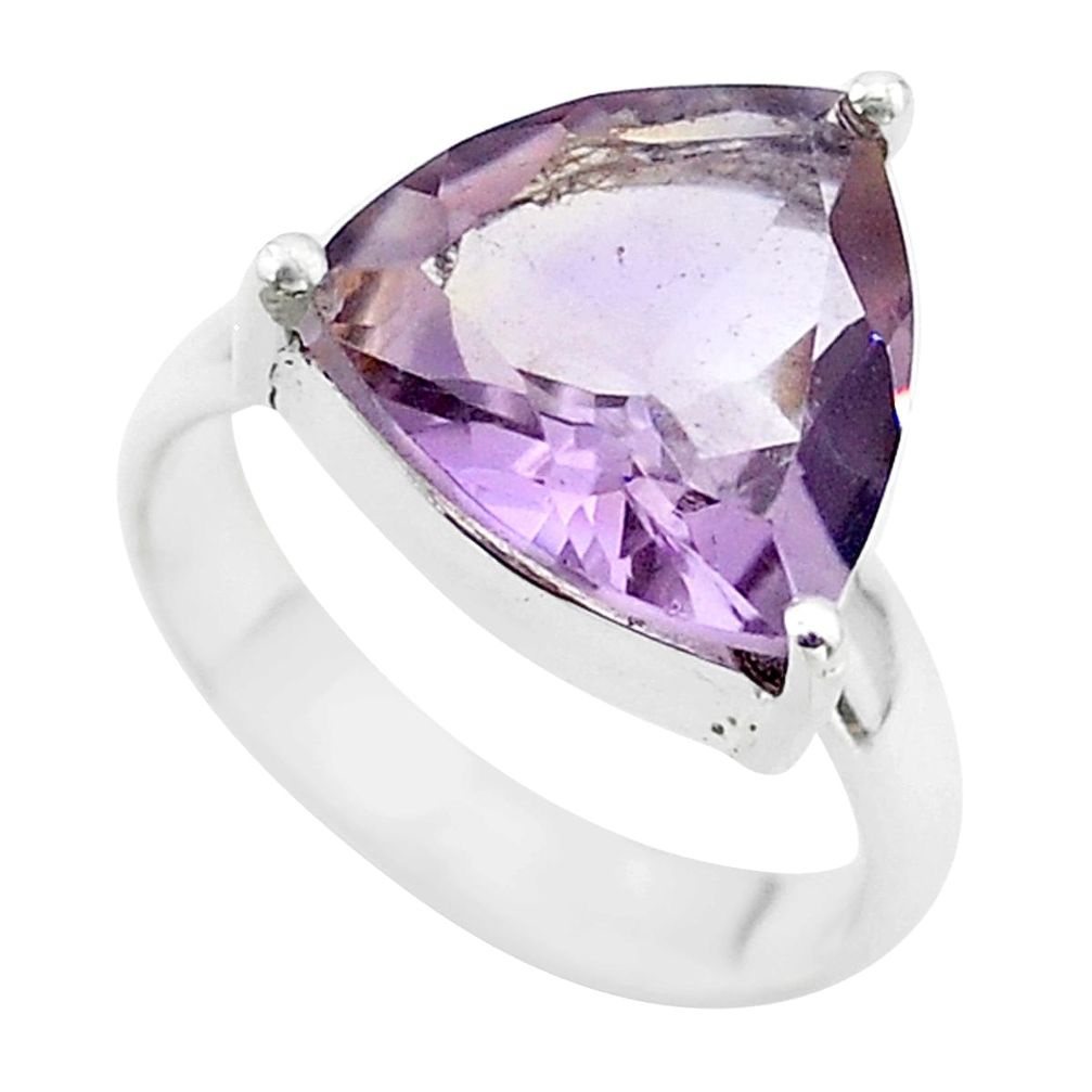 925 silver 6.36cts solitaire natural purple ametrine trillion ring size 6 t50232