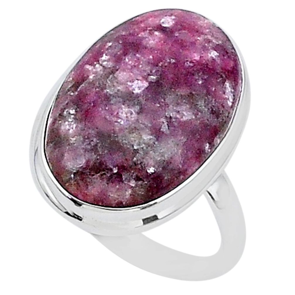 925 silver 22.55cts solitaire natural purple lepidolite ring size 11.5 t1503