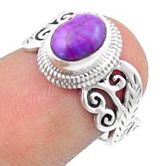 Clearance Sale- 925 silver 1.95cts solitaire natural purple mojave turquoise ring size 6 u33904