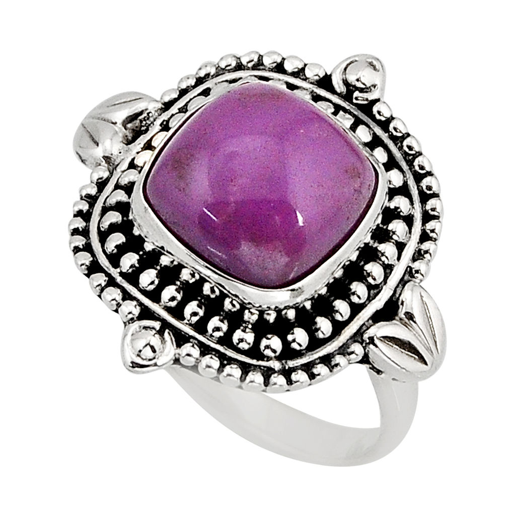 925 silver 5.53cts solitaire natural purple phosphosiderite ring size 8 y76319