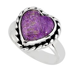 925 silver 4.82cts solitaire natural purple stichtite heart ring size 5 y75430