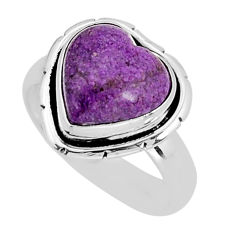 925 silver 5.02cts solitaire natural purple stichtite heart ring size 6 y78237